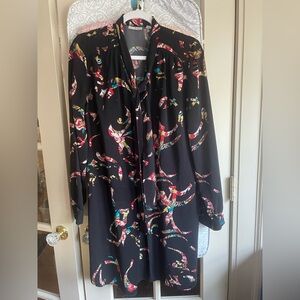 Halogen Black Dress with Multicolor Pattern